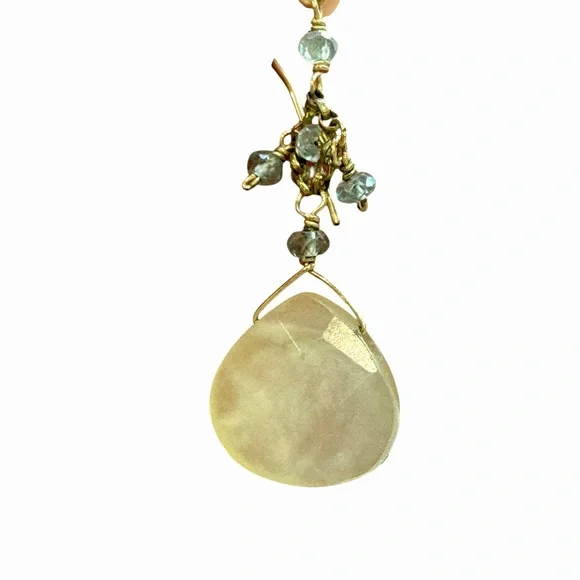 Vintage Green Jadeite and Peridot Dangle Earrings with gold hook backs. VGUC